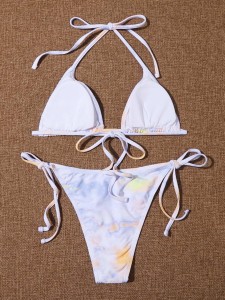 Tie Dye Triangle Tie Side Bikini Swimsuit