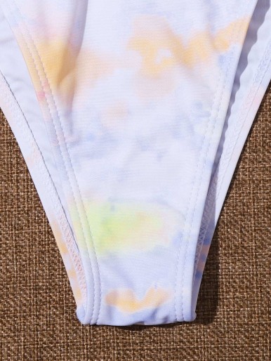 Tie Dye Triangle Tie Side Bikini Swimsuit