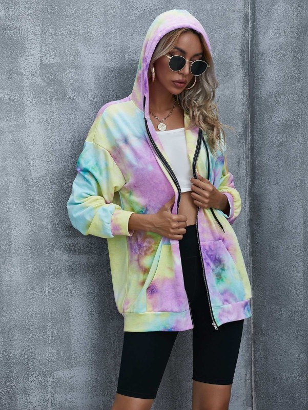 Tie dye clearance longline hoodie