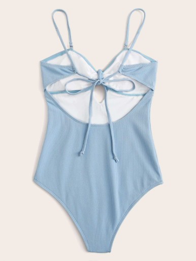 Tie Front One Piece Swimsuit