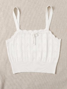 Tie Front Pointelle Knit Top