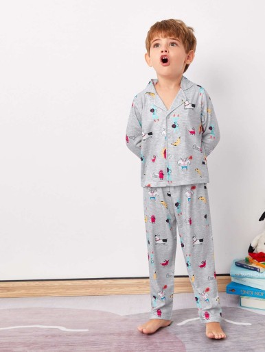 Toddler Boys Cartoon Print Pajama Set