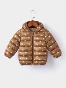 Toddler Boys Elephant Print Hooded Puffer Coat