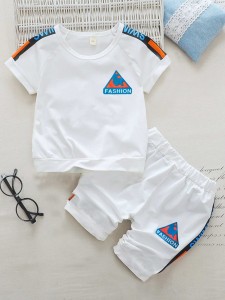 Toddler Boys Letter Graphic Colorblock Tee & Shorts