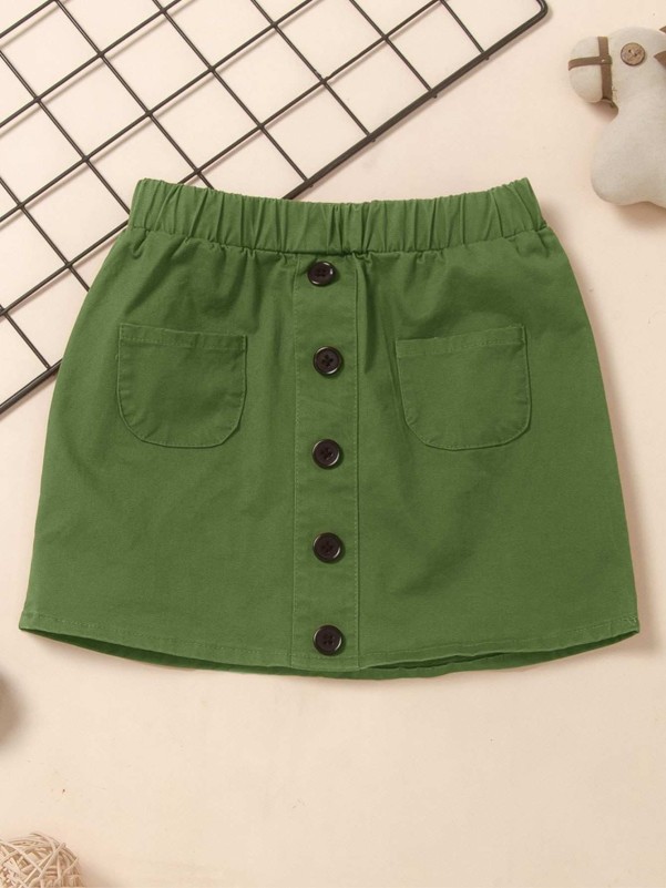 Toddler Girls Button Front Straight Skirt