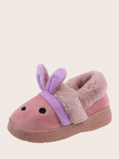 Toddler Girls Cartoon Decor Fluffy Slippers