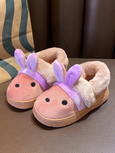 Toddler Girls Cartoon Decor Fluffy Slippers