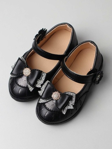 Toddler Girls Rhinestone & Bow Decor Flats