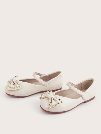 Toddler Girls Rivet & Bow Decor Flats