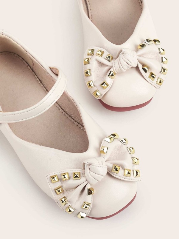 Toddler Girls Rivet & Bow Decor Flats