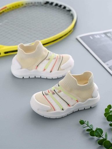 Toddler Girls Striped Knit Sneakers