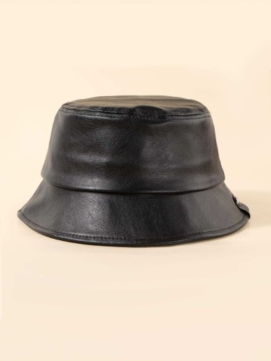 Toddler Kids PU Leather Bucket Hat