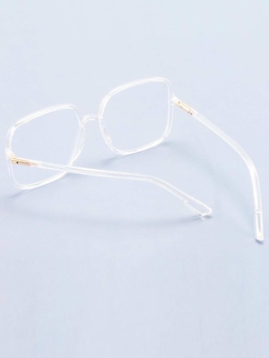 Transparent Frame Glasses With Case