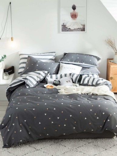 Triangle Print Bedding Set Without Filler