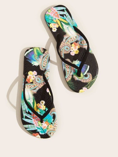 Tribal Graphic Sole Flip Flops