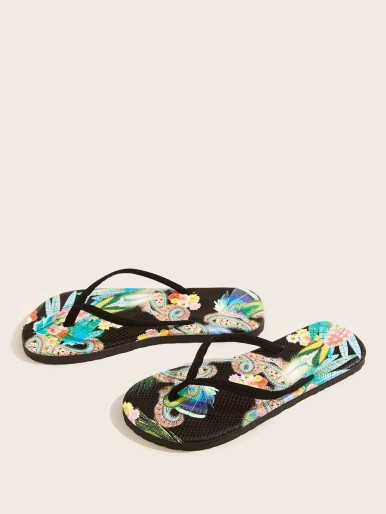 Tribal Graphic Sole Flip Flops