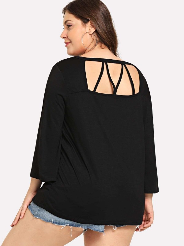 Plus Criss Cross Solid Tee