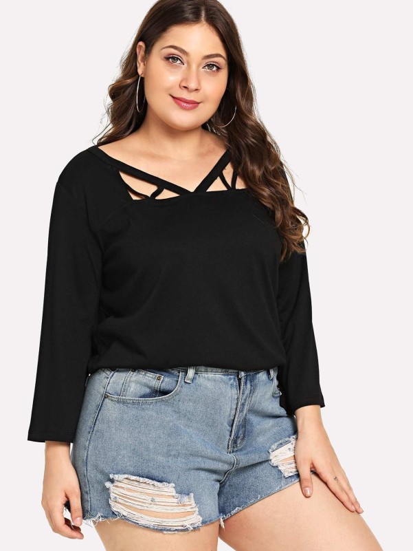 Plus Criss Cross Solid Tee