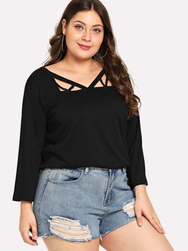 Plus Criss Cross Solid Tee