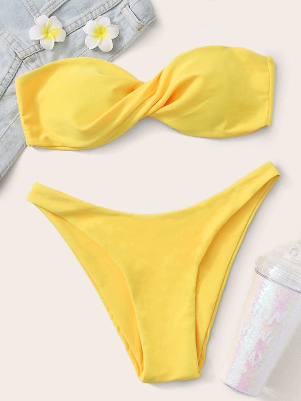 Twist Front Cheeky Bikini Swimsuit