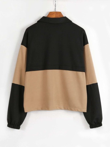 Two Tone Half Zip Sports Sweatshirt