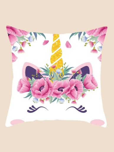 Unicorn Print Cushion Cover Without Filler
