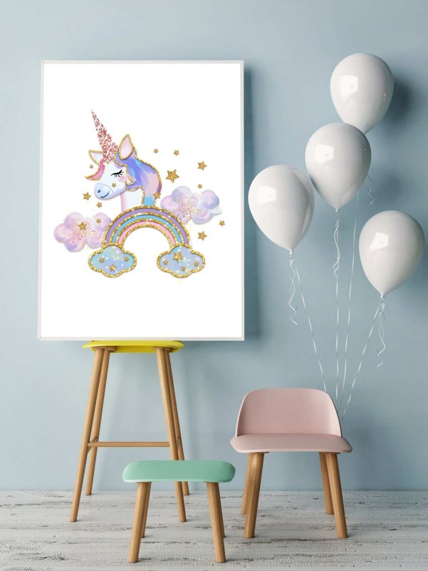 Unicorn Print Kids Unframed Painting