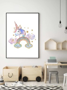 Unicorn Print Kids Unframed Painting