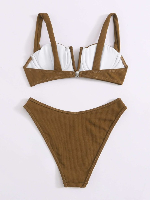 V Wired Underwire High Cut Bikini Swimsuit