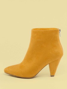 Vegan Suede Cone Heel Ankle Booties