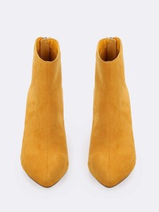 Vegan Suede Cone Heel Ankle Booties