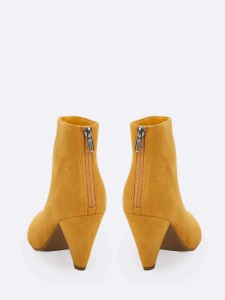 Vegan Suede Cone Heel Ankle Booties