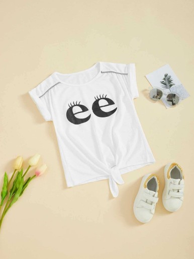 Girls Knot Front Graphic Tee