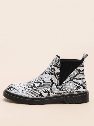 Snakeskin Print Chelsea Boots