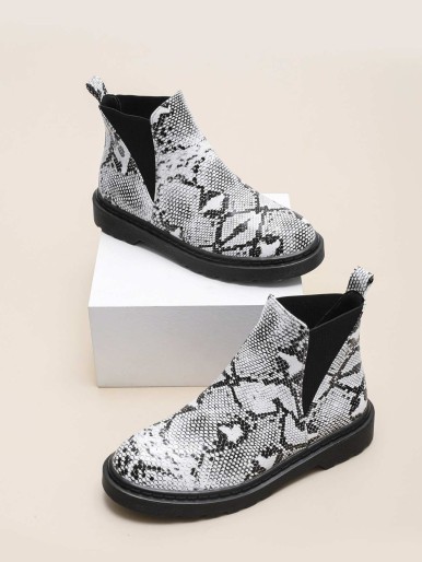 Snakeskin Print Chelsea Boots