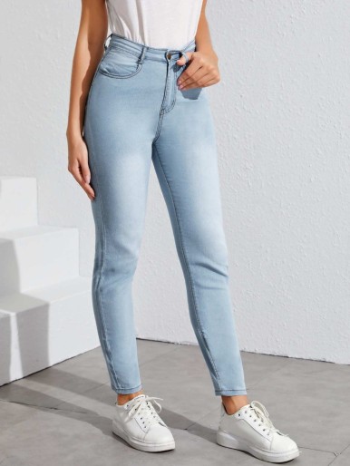 Washed Solid High Rise Jeggings