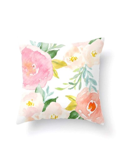 Watercolor Flower Print Pillowcase Cover