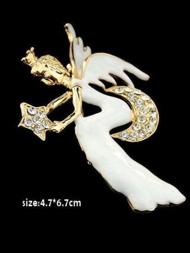 White Angel Diamond  Gold Brooch