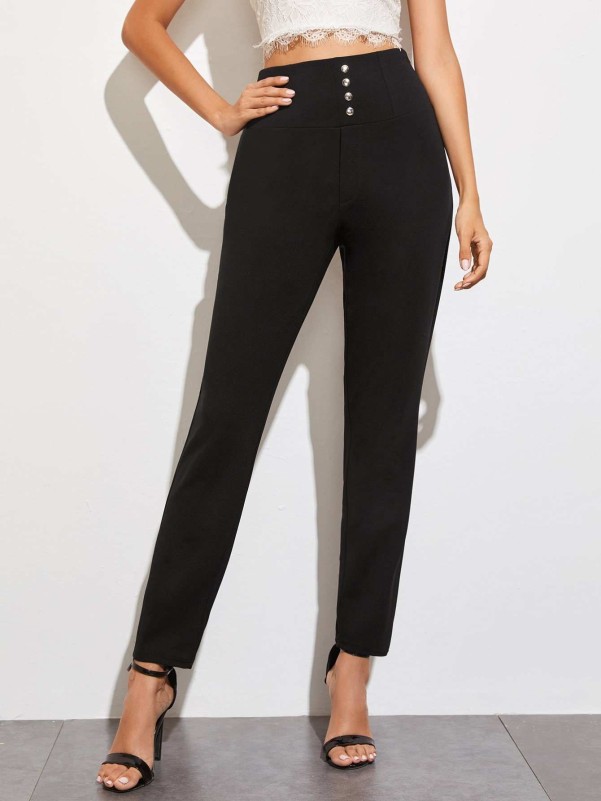 Solid Wideband Waist Skinny Pants