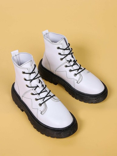 Lace-up Flatform Combat Boots