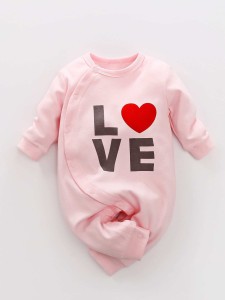 Yierying Baby Girl Letter & Heart Print Jumpsuit