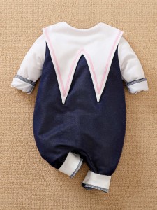 Yierying Baby Girl Peter Pan Collar Double Bow Jumpsuit