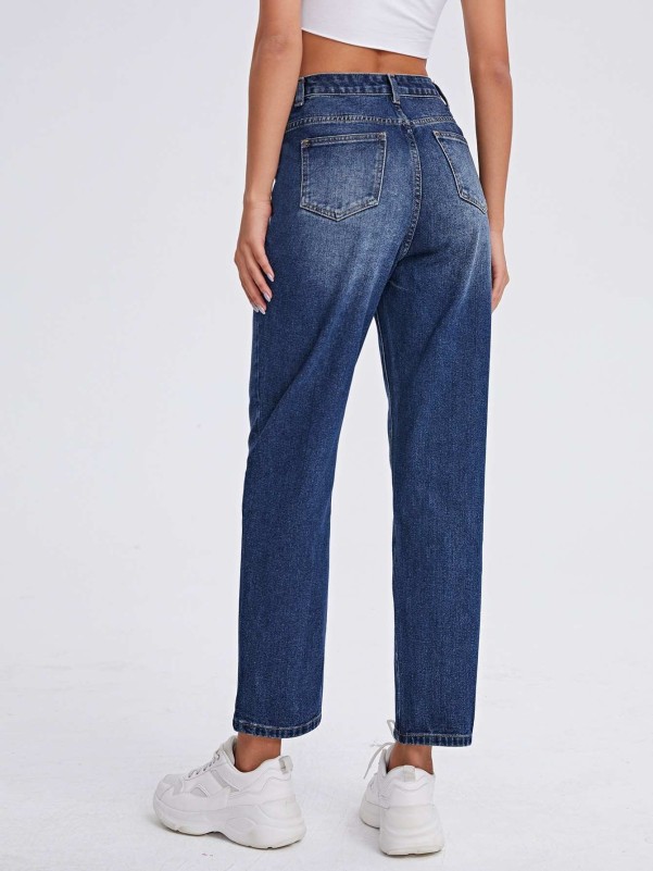 Zip Front Slant Pocket Straight Jeans