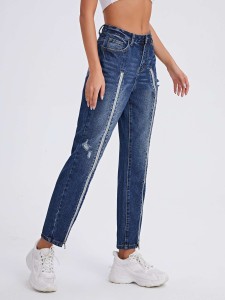 Zip Front Slant Pocket Straight Jeans