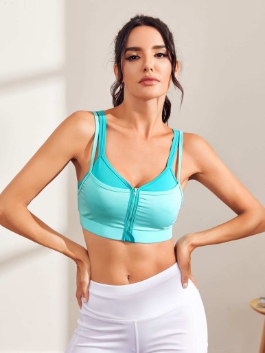 Zip Up 2 In 1 Sports Bra