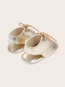 Baby Girl Metallic Lace-up Front Sandals
