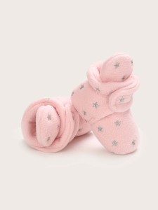 Baby Girl Star Embroidery Hook-and-loop Fastener Strap Boots