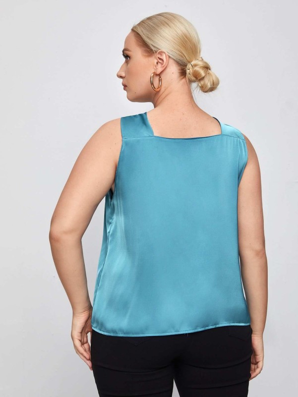 Plus Satin Twist Front Top