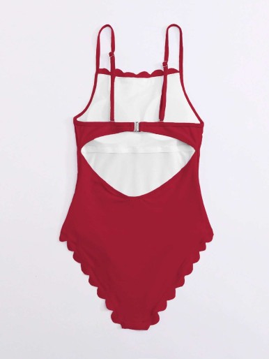 Striped Knot Front Cut Out One Piece Swimsuit
