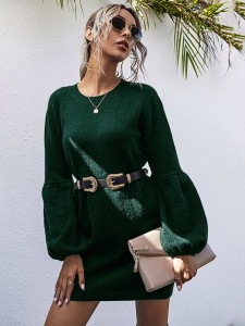 Drop Shoulder Sweater Dress Without Belt